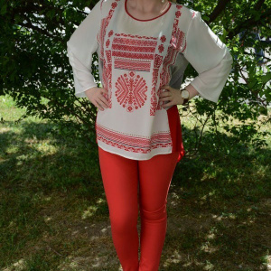 Pantalon casual, nuanta rosie, talie medie, curea fashion si subtire - Img 2