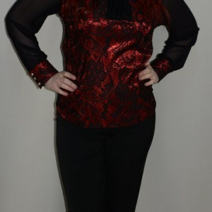 Pantalon chic, nuanta de negru, strasuri fine aplicate - Img 4