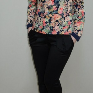 Pantalon clasic, nuanta de negru, buzunare laterale, fermoar - Img 2