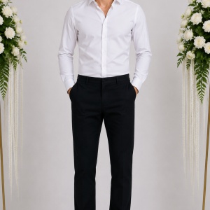 Pantalon clasic pentru barbati, nuanta neagra, din bumbac