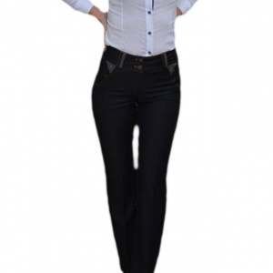 Pantalon de culoare gri, model lung cu design de buzunare - Img 1