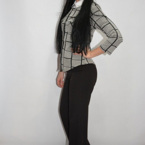 Pantalon de zi cu aplicatii de voal,nuanta neagra - Img 3
