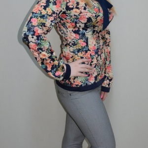 Pantalon elegant lung cu design geometric, de culoare gri - Img 7