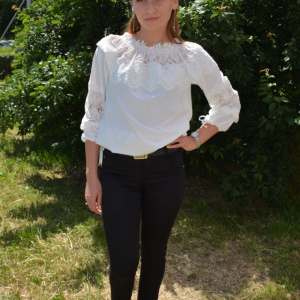 Pantalon fashion cu strasuri aplicate, nuanta de negru simplu - Img 2