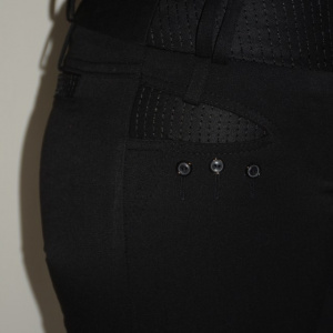 Pantalon fin, de culoare neagra, design rafinat de nasturi aplicati - Img 4