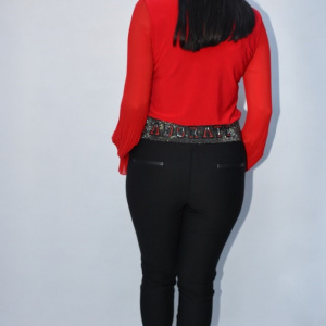 Pantalon Janette cu insertii de strasuri negru-argintiu,nuanta de negru - Img 7