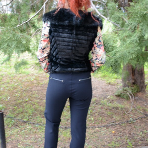 Pantalon lung masura mare, de culoare bleumarin, cu dunga in fata - Img 5