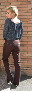 Pantalon modern culoare marsala, model tineresc, masura mare - Img 5
