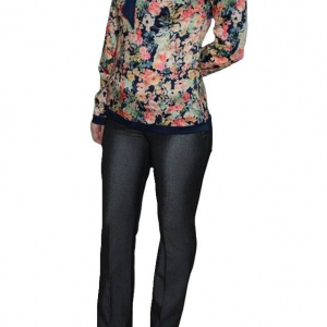 Pantalon modern lung, design clasic si croi usor evazat, nuanta gri - Img 1