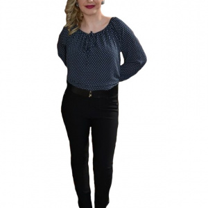 Pantalon negru din material usor elastic, masura mare, model lung - Img 1