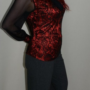 Pantalon rafinat, nuanta de gri, elastic in talie si cusaturi - Img 1