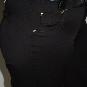 Pantalon tineresc, negru, strasuri fine si lucioase aplicate - Img 4