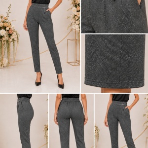 Pantaloni Damă Tip Colant, Talie Elastică și Buzunare Laterale – Gri