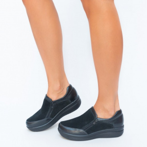 Pantof casual din piele naturala de culoare neagra - Img 4