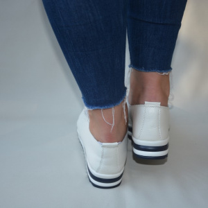 Pantof clasic tip sport, de culoare alba, model tineresc cu siret - Img 6