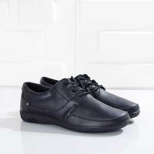 Pantof cu siret, tip mocasin, de culoare neagra, din piele moale - Img 5