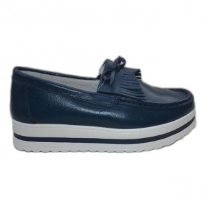 Pantof de primavara, toamna, tip mocasin, culoare bleumarin - Img 1