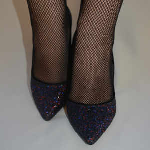 Pantof fashion cu toc inalt de 10 cm si varf usor ascutit, multicolor - Img 5