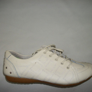 Pantof modern, talpa joasa, din piele naturala, design cusaturi, bej - Img 2