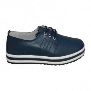 Pantof modern, tineresc, de culoare bleumarin cu talpa alba - Img 1