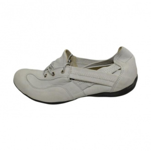 Pantof sport din piele naturala, cu elastic lateral, in nuanta alba - Img 1