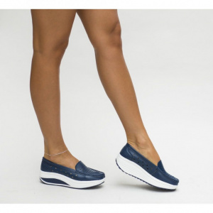 Pantofi casual Engros din piele naturala dama, Buga Bleumarin - Img 3