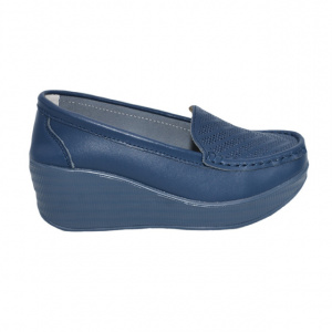 Pantofi damă bleumarin din piele naturală cu platformă confortabilă