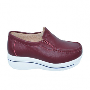 Pantofi damă vișinii din piele naturală cu talpă ortopedică
