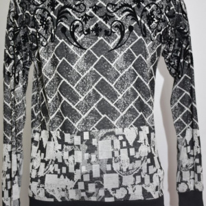 Pulover trendy, nuanta de negru-gri, cu design modern abstract - Img 3