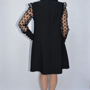 Rochie Brihana cu maneca bufanta si manseta cu nasturi,neagra - Img 5