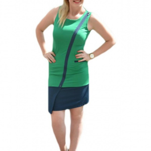 Rochie casual de primavara-vara, de culoare verde-bleumarin - Img 1