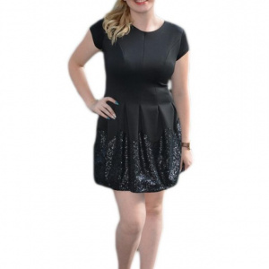 Rochie casual, design cool, tinereasca, cu paiete negre - Img 1