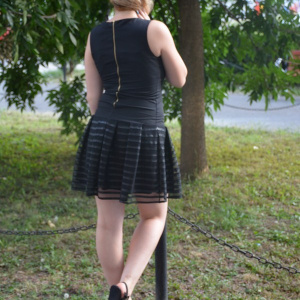 Rochie casual, neagra, cu insertie , de piele ecologica - Img 4