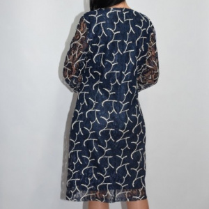 Rochie Cindy cu aplicatii de dantela,nuanat de bleumarin - Img 6