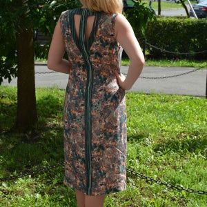 Rochie confortabila de zi, culoare verde inchis, material tip in - Img 2