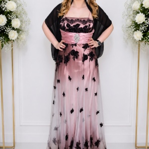 Rochie cu design de fluturi, nuanta de plamaniu, esarfa