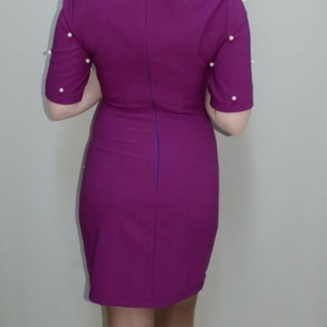 Rochie cu maneca scurta, nuanta de mov, margele aplicate - Img 6