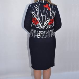 Rochie dama Herna  cu imprimeu painted si accesoriu,bleumarin - Img 6