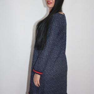 Rochie de iarna cu insertii argintii,nuanta bleumarin - Img 7