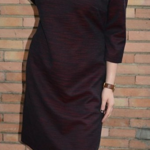 Rochie de iarna masura mare, de nuanta marsala, design simplist - Img 4