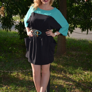 Rochie de lungime mini, de culoare negru-verde - Img 6