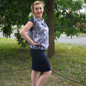 Rochie de ocazie cu aspect de doua piese de culoare bleumarin - Img 3