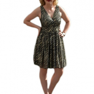 Rochie de ocazie, de culoare negru-auriu cu tiul fin - Img 1