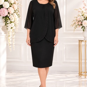 Rochie de ocazie neagra cu strasuri fine in fata