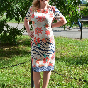 Rochie de primavara-vara, material usor, de culoare corai, albastru - Img 2