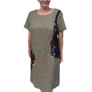 Rochie de vara cu imprimeu, culoare kaki - Img 1