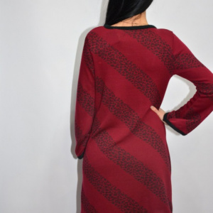 Rochie de zi cu imprimeu in dungi ,nuanta de rosu - Img 6