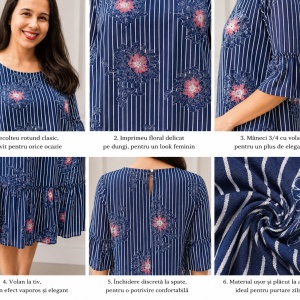Rochie de zi vaporoasa Ameline,nuanta de bleumarin - Img 3