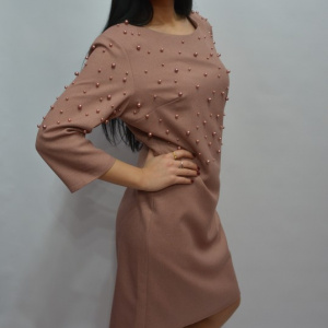 Rochie deosebita cu design de perle, croi usor cambrat, plamanie - Img 6