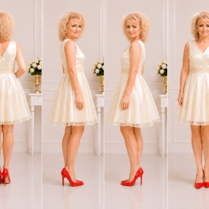 Rochie deosebita de seara, material fin cu fir auriu in tesatura - Img 3